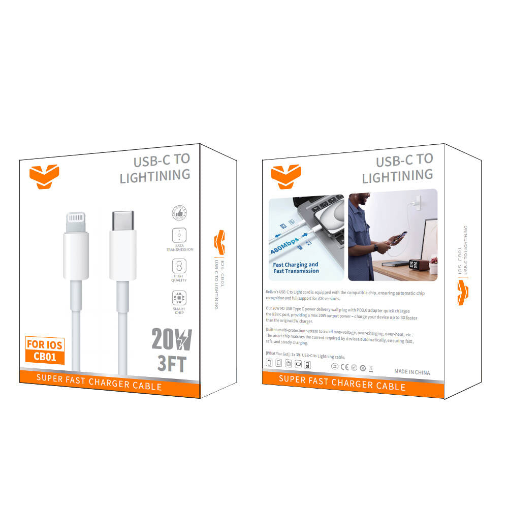 Vitog 20W USB-C to Lightning Cable 3FT CB01