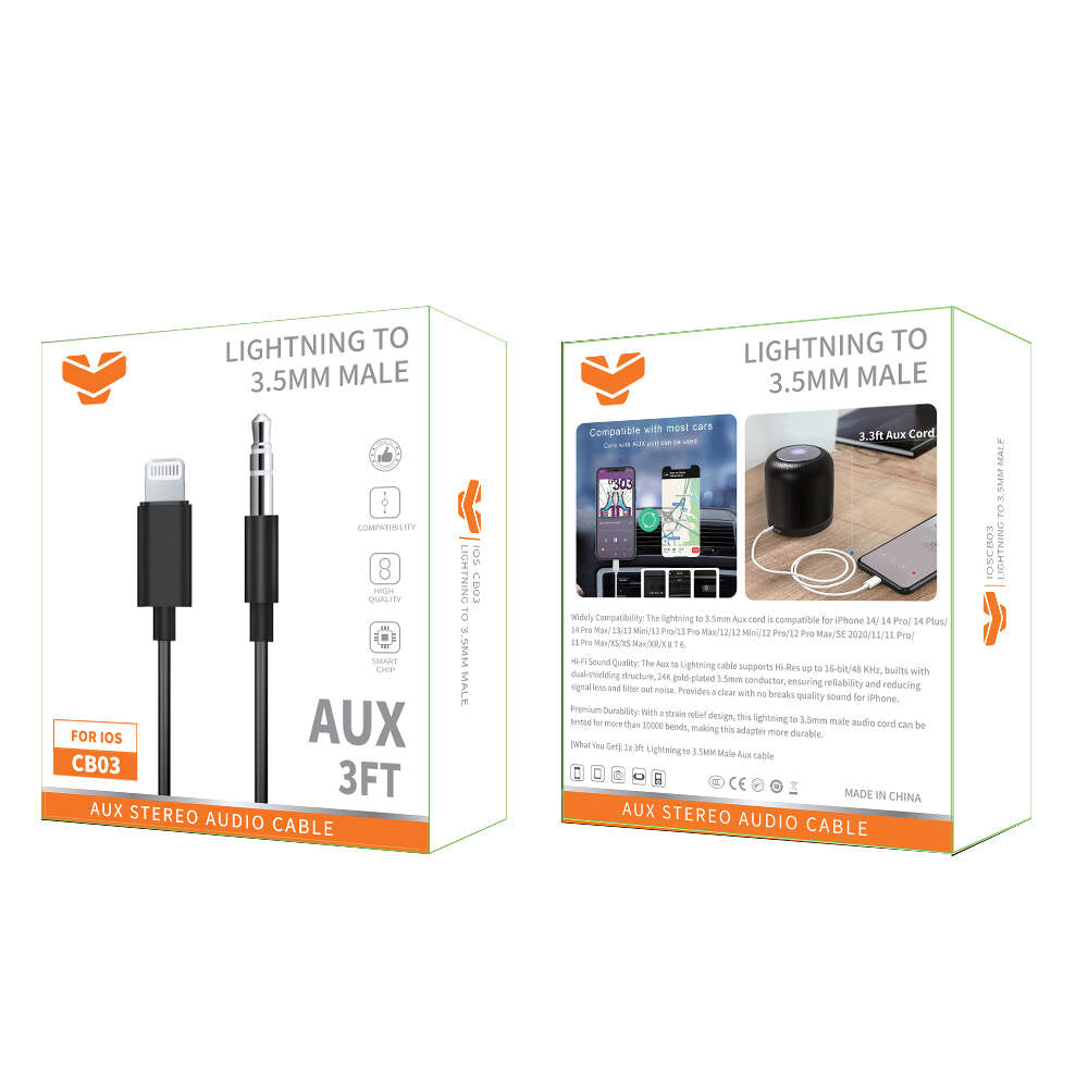 Vitog Lightning to 3.5MM Male Aux Cable CB03