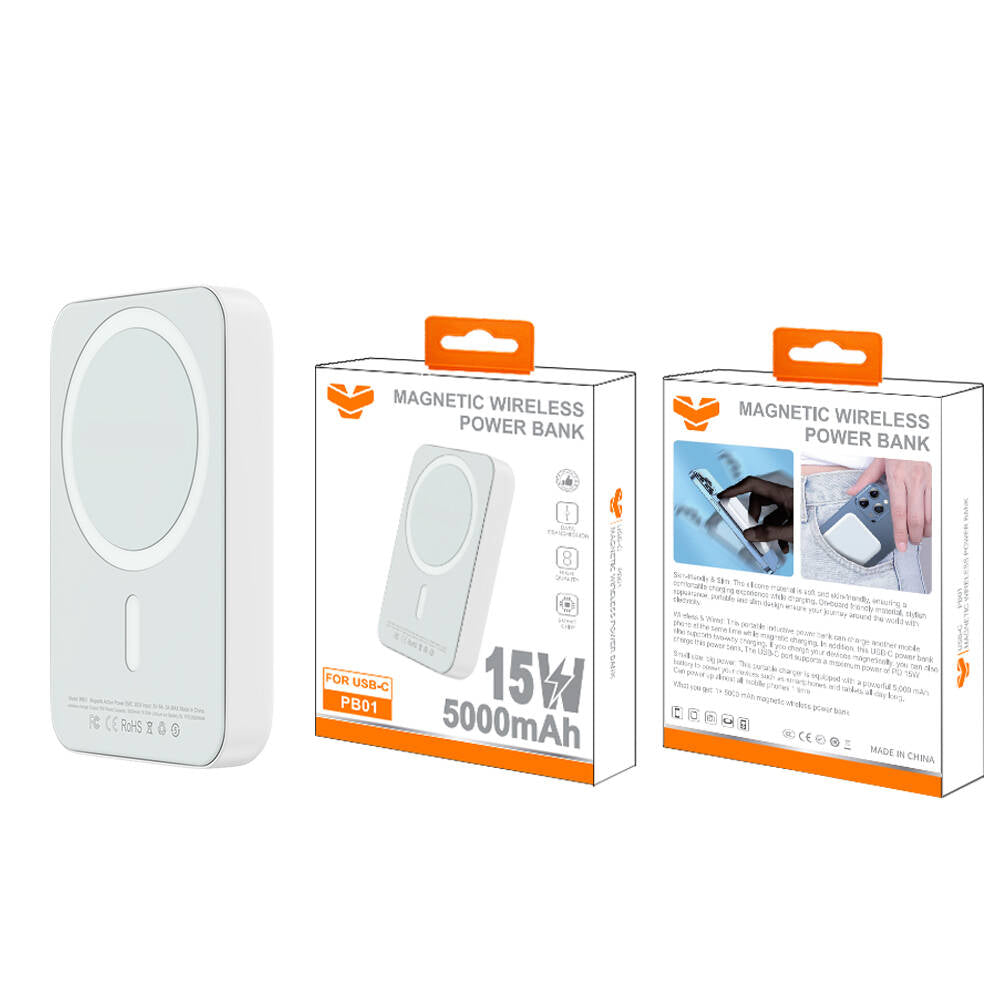 Batería externa inalámbrica magnética Vitog 5000mAh PB01