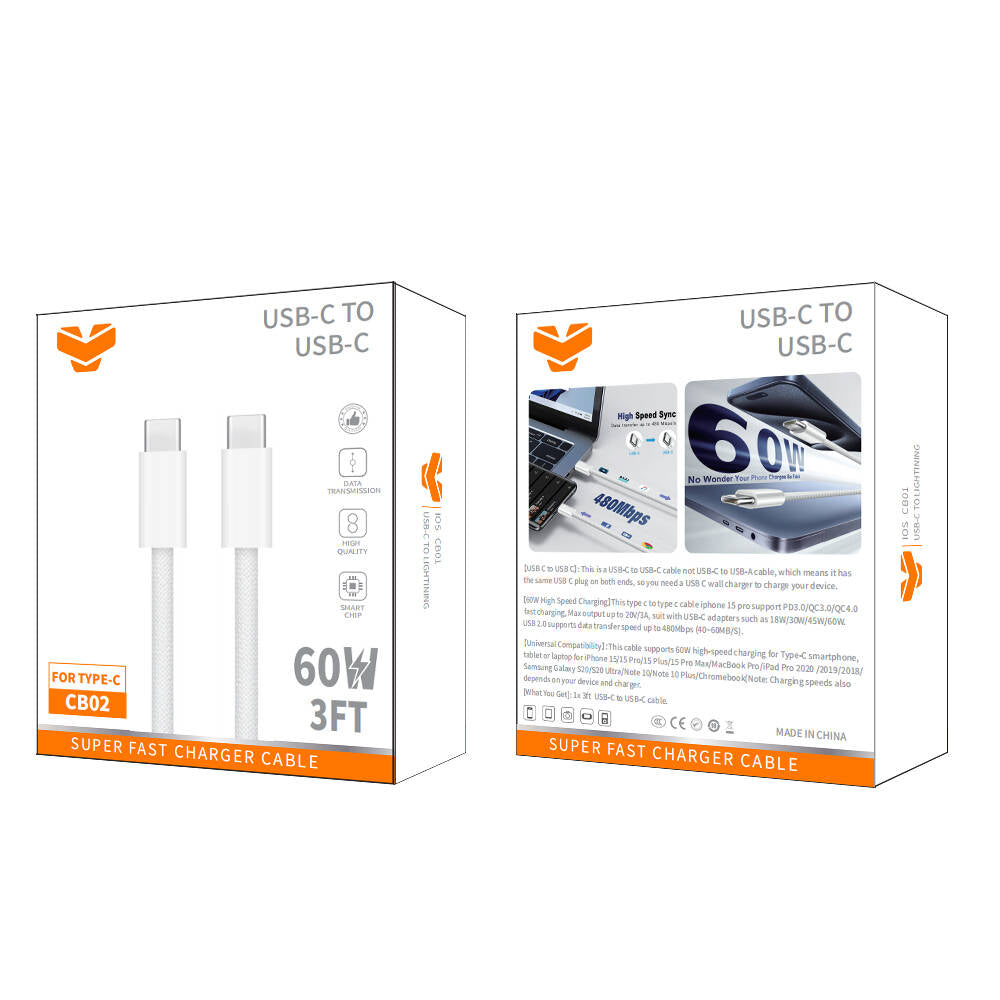Vitog 60W USB-C to USB-C Cable 3FT CB02