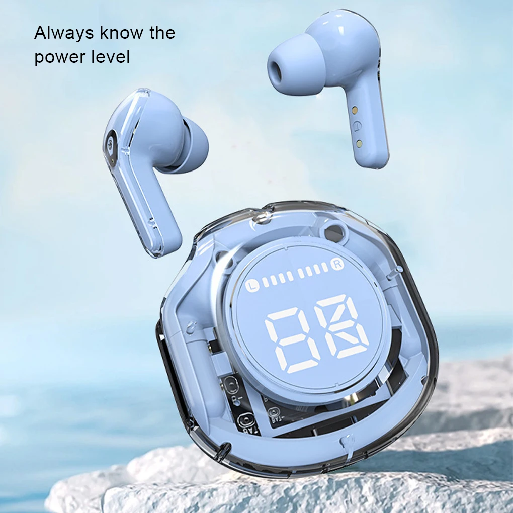 Vitog TWS Wireless Headphones Air39 Bluetooth Earphones Transparent LED Digital Display Heavy Bass HiFi Stereo Sports Earbuds
