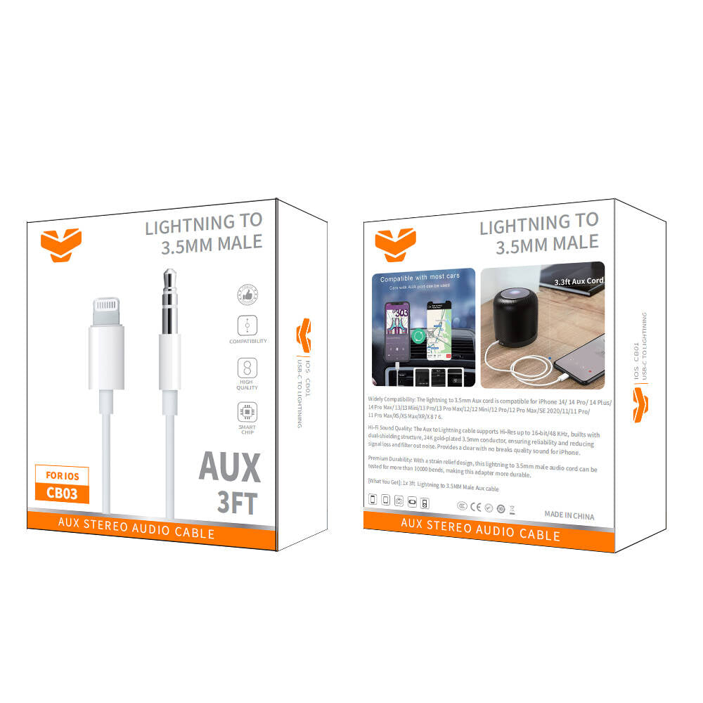 Vitog Lightning to 3.5MM Male Aux Cable CB03