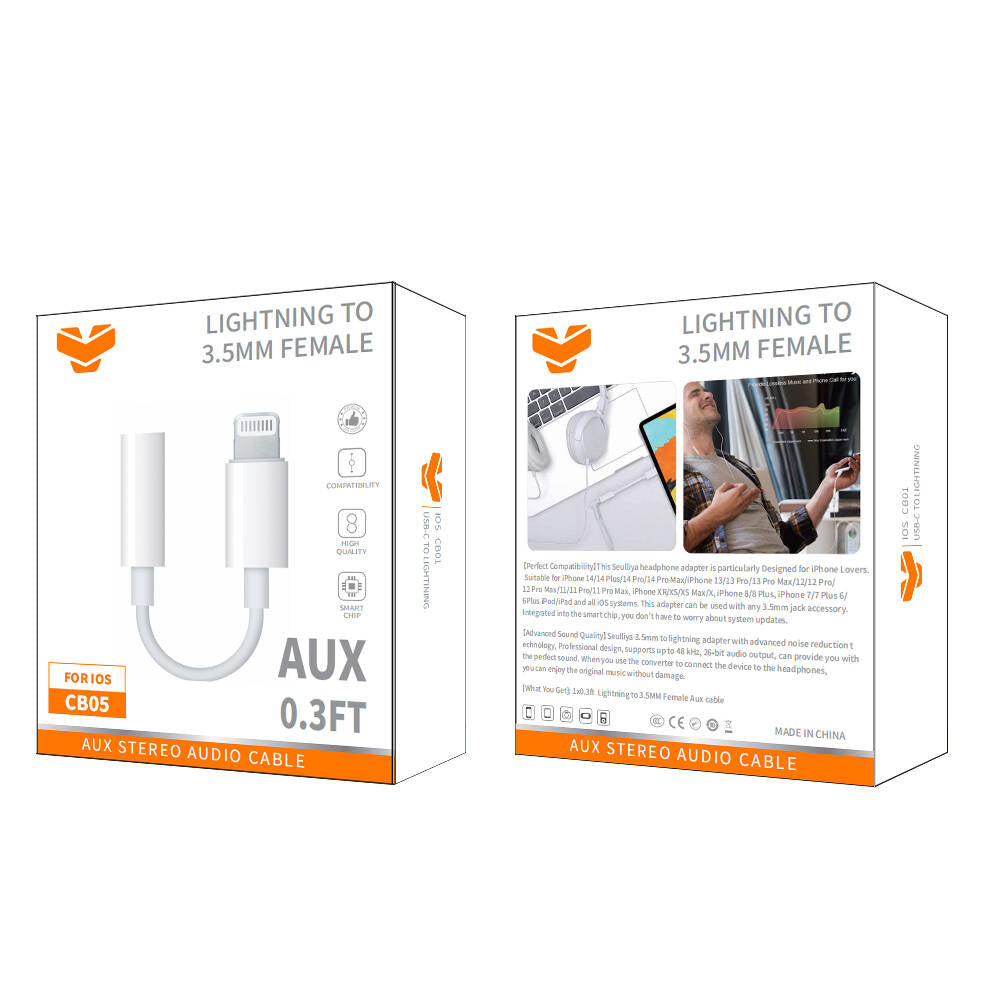 Cable auxiliar Vitog Lightining a jack hembra de 3,5 mm CB05