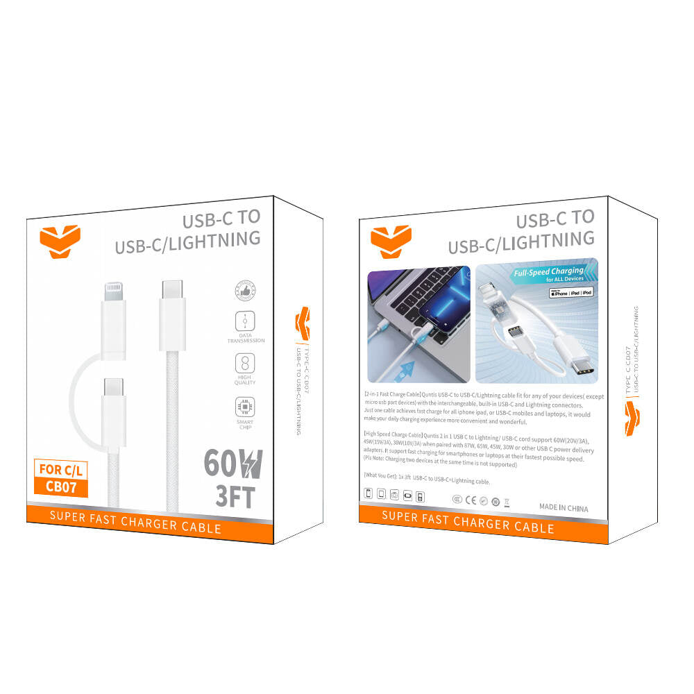 Vitog 20W/60W USB-C to Lightning/USB-C Cable CB07