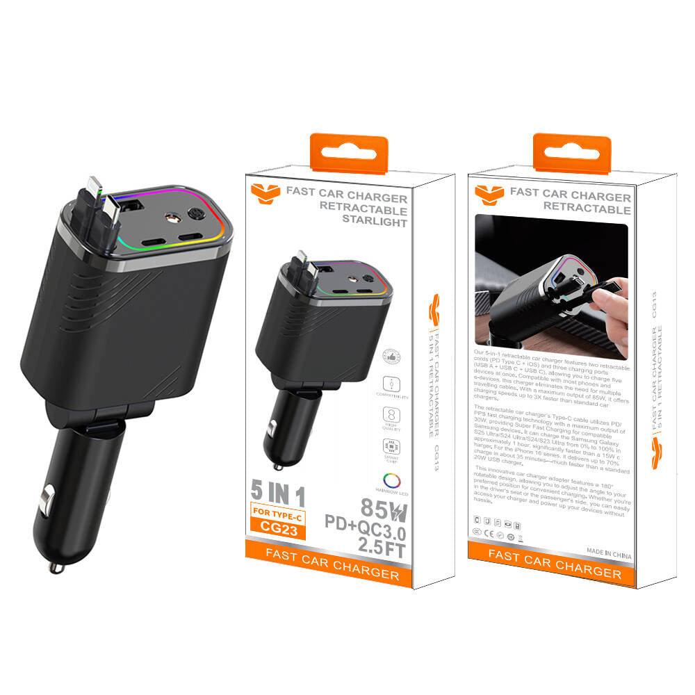 Vitog CG23 85W 5 in 1 multi-function car charger with sky light