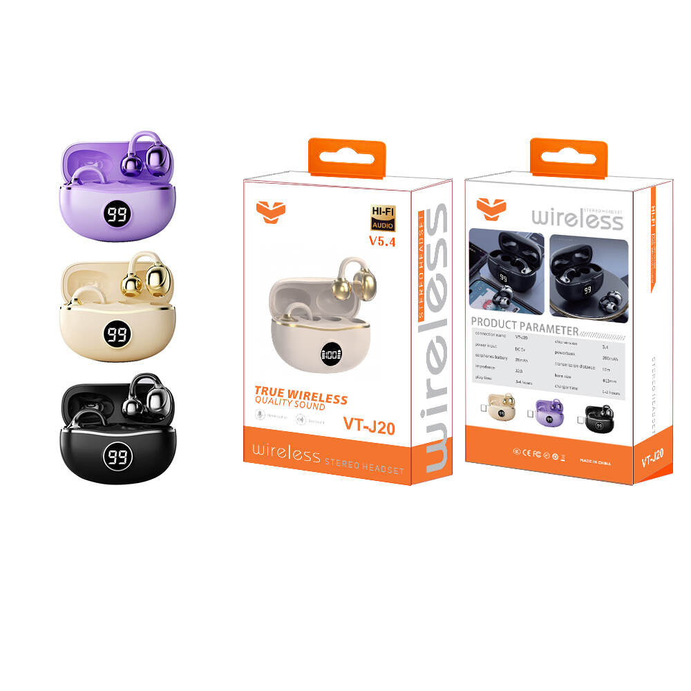 Vitog Vt-j20 Wireless Headphones Fone Bluetooth Headset With Mic Handsfree Noise Canceling Earphones Clip Ear Music Sports