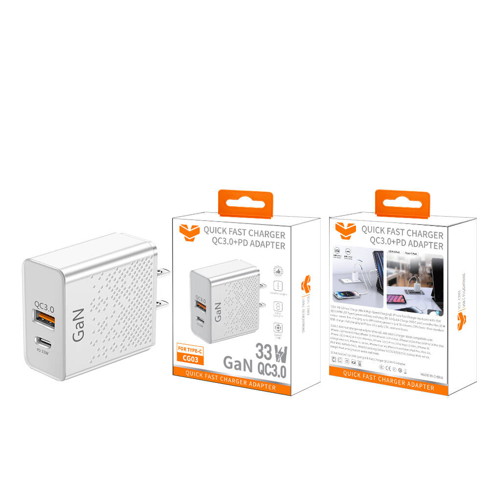 Cargador rápido GaN Vitog 33W PD+QC3.0 CG03