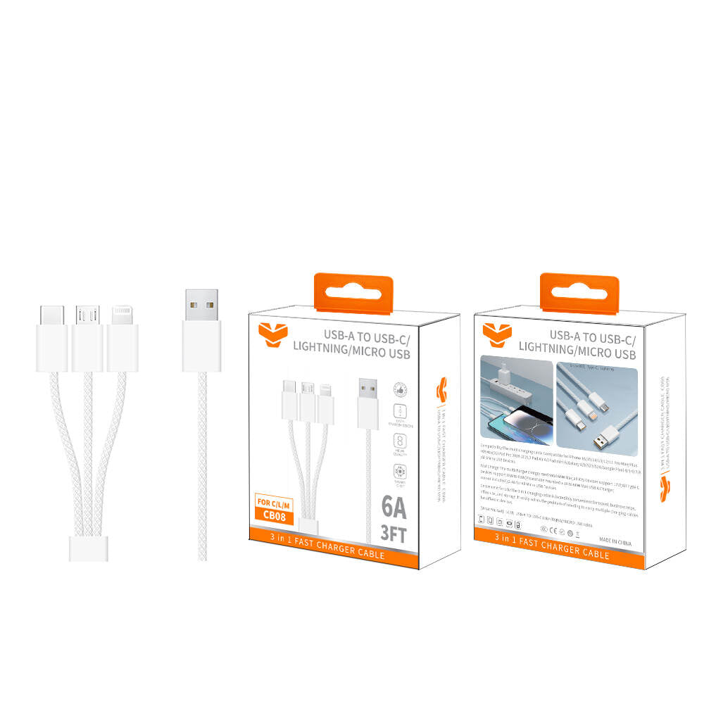 Vitog 3 in 1 fast charger cable 6A CB08