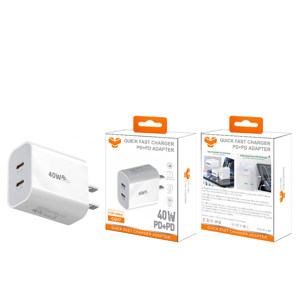 Cargador de pared doble PD Vitog CG17 de 40 W