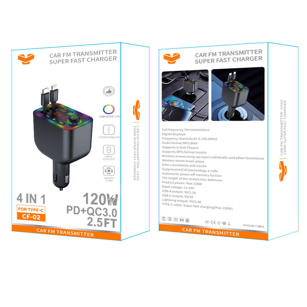 Vitog 120W PD+QC3.0 Car FM Transmitter CF02